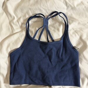 Forever 21 Strappy Navy Blue Ribbed Tank Top